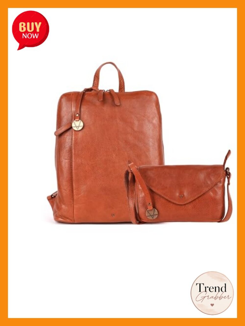 Genuine Italian Leather Backpack & Crossbody Set for Women